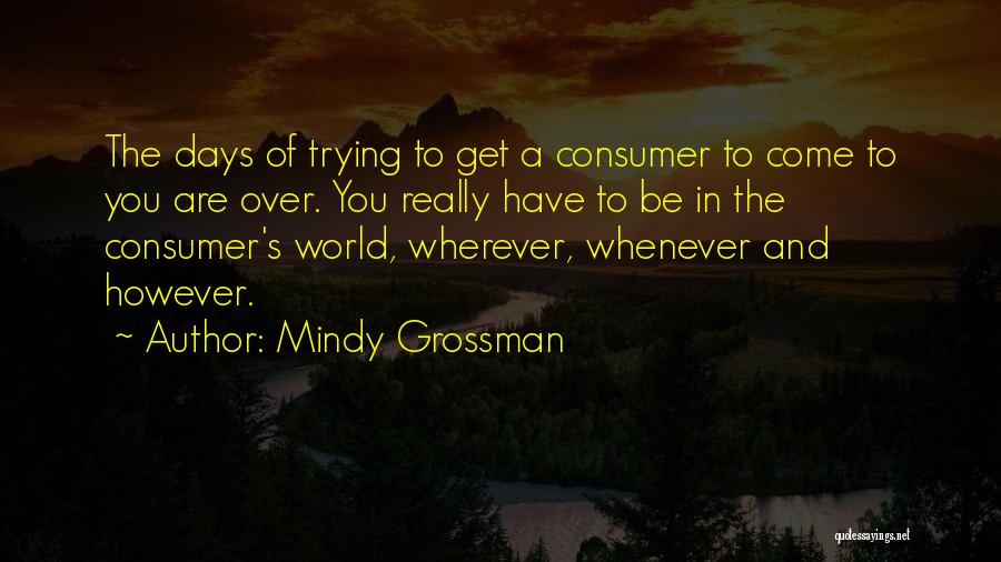 Mindy Grossman Quotes: The Days Of Trying To Get A Consumer To Come To You Are Over. You Really Have To Be In