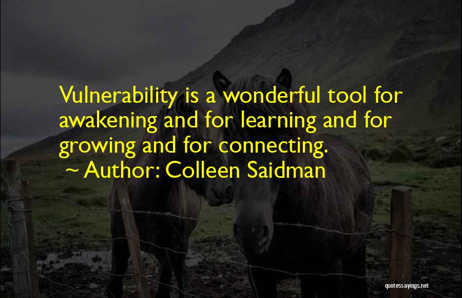 Colleen Saidman Quotes: Vulnerability Is A Wonderful Tool For Awakening And For Learning And For Growing And For Connecting.