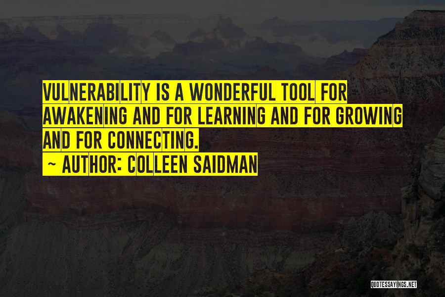 Colleen Saidman Quotes: Vulnerability Is A Wonderful Tool For Awakening And For Learning And For Growing And For Connecting.