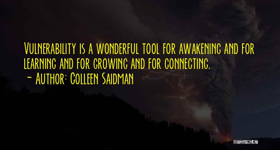 Colleen Saidman Quotes: Vulnerability Is A Wonderful Tool For Awakening And For Learning And For Growing And For Connecting.