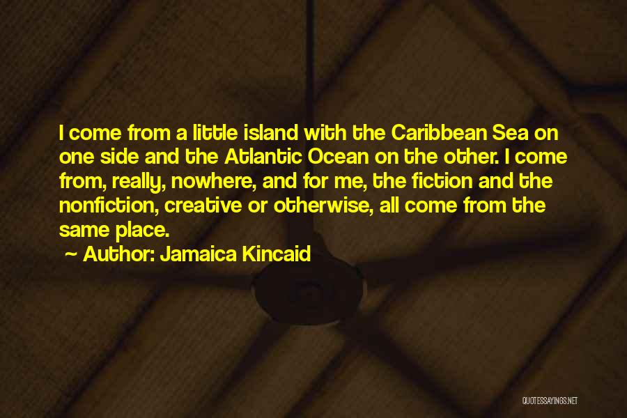 Jamaica Kincaid Quotes: I Come From A Little Island With The Caribbean Sea On One Side And The Atlantic Ocean On The Other.