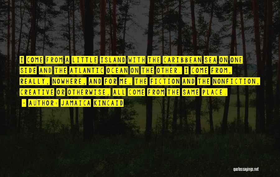 Jamaica Kincaid Quotes: I Come From A Little Island With The Caribbean Sea On One Side And The Atlantic Ocean On The Other.