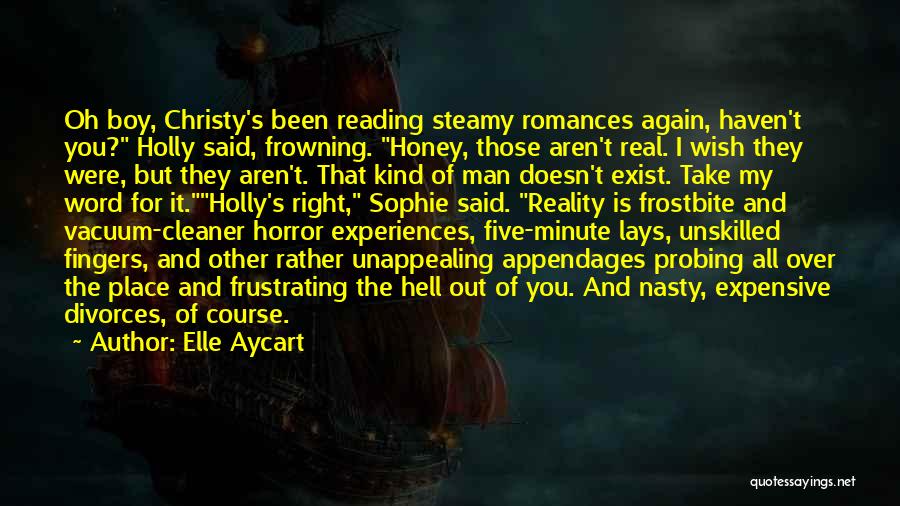 Elle Aycart Quotes: Oh Boy, Christy's Been Reading Steamy Romances Again, Haven't You? Holly Said, Frowning. Honey, Those Aren't Real. I Wish They
