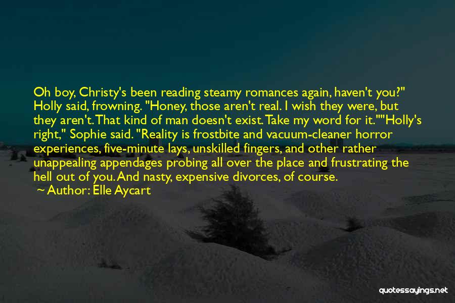 Elle Aycart Quotes: Oh Boy, Christy's Been Reading Steamy Romances Again, Haven't You? Holly Said, Frowning. Honey, Those Aren't Real. I Wish They