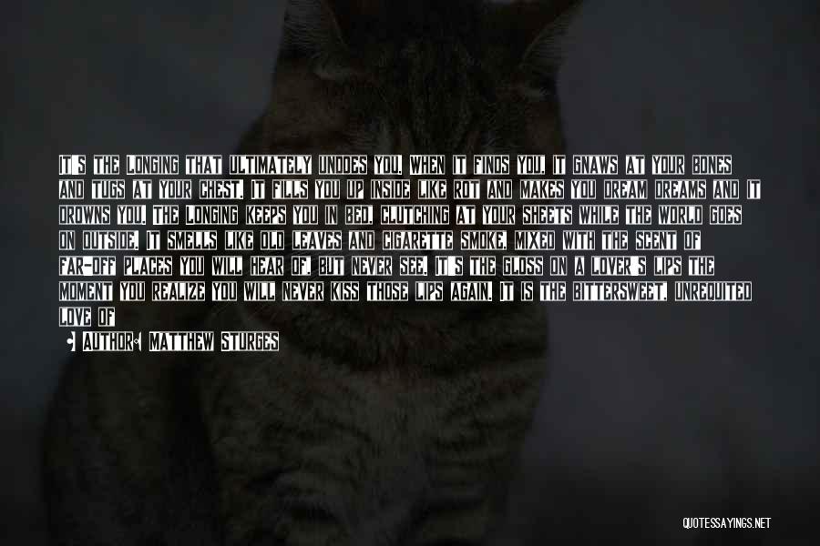 Matthew Sturges Quotes: It's The Longing That Ultimately Undoes You. When It Finds You, It Gnaws At Your Bones And Tugs At Your