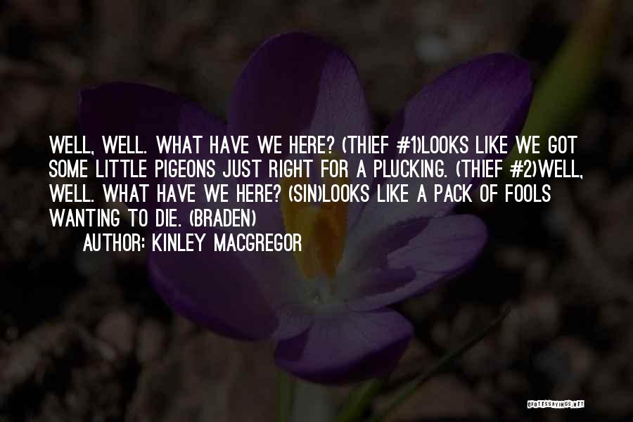 Kinley MacGregor Quotes: Well, Well. What Have We Here? (thief #1)looks Like We Got Some Little Pigeons Just Right For A Plucking. (thief