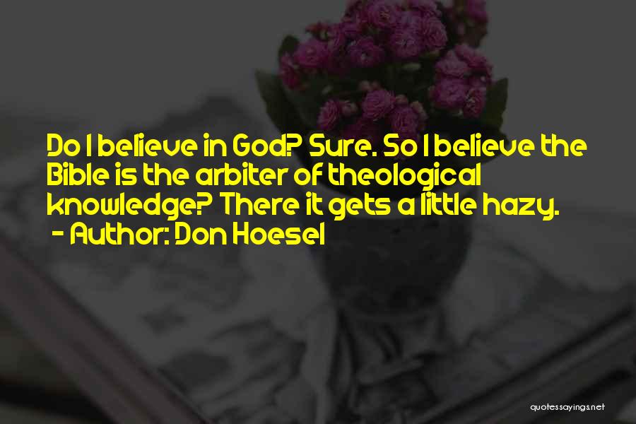 Don Hoesel Quotes: Do I Believe In God? Sure. So I Believe The Bible Is The Arbiter Of Theological Knowledge? There It Gets