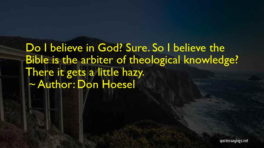 Don Hoesel Quotes: Do I Believe In God? Sure. So I Believe The Bible Is The Arbiter Of Theological Knowledge? There It Gets