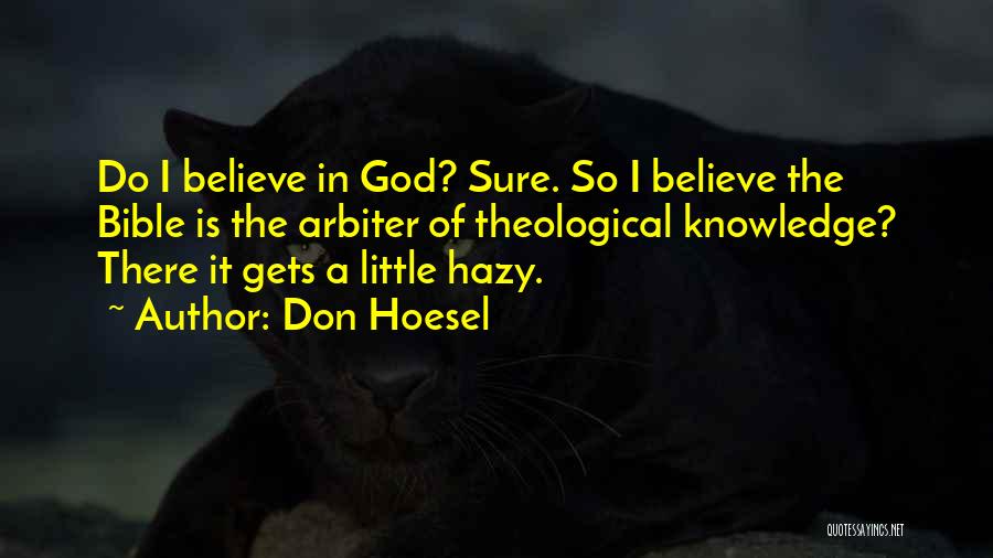 Don Hoesel Quotes: Do I Believe In God? Sure. So I Believe The Bible Is The Arbiter Of Theological Knowledge? There It Gets