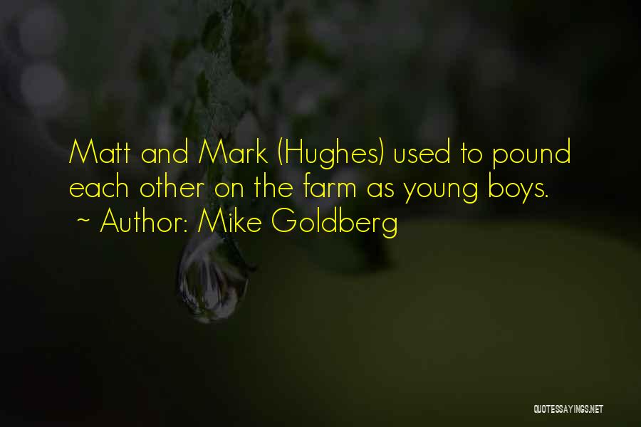 Mike Goldberg Quotes: Matt And Mark (hughes) Used To Pound Each Other On The Farm As Young Boys.