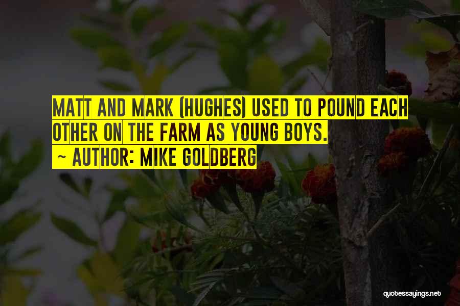 Mike Goldberg Quotes: Matt And Mark (hughes) Used To Pound Each Other On The Farm As Young Boys.