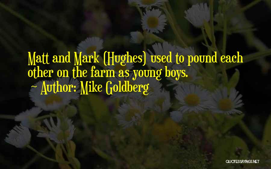 Mike Goldberg Quotes: Matt And Mark (hughes) Used To Pound Each Other On The Farm As Young Boys.