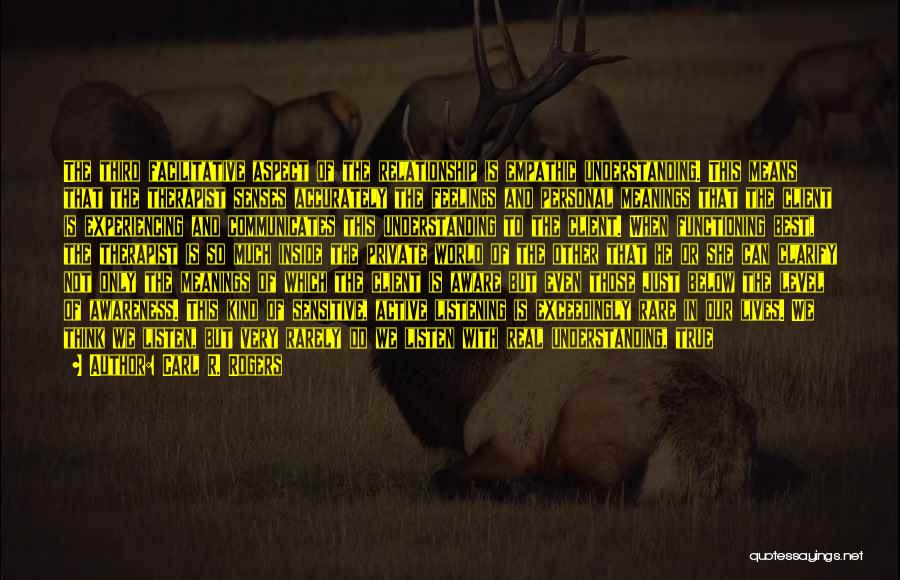 Carl R. Rogers Quotes: The Third Facilitative Aspect Of The Relationship Is Empathic Understanding. This Means That The Therapist Senses Accurately The Feelings And