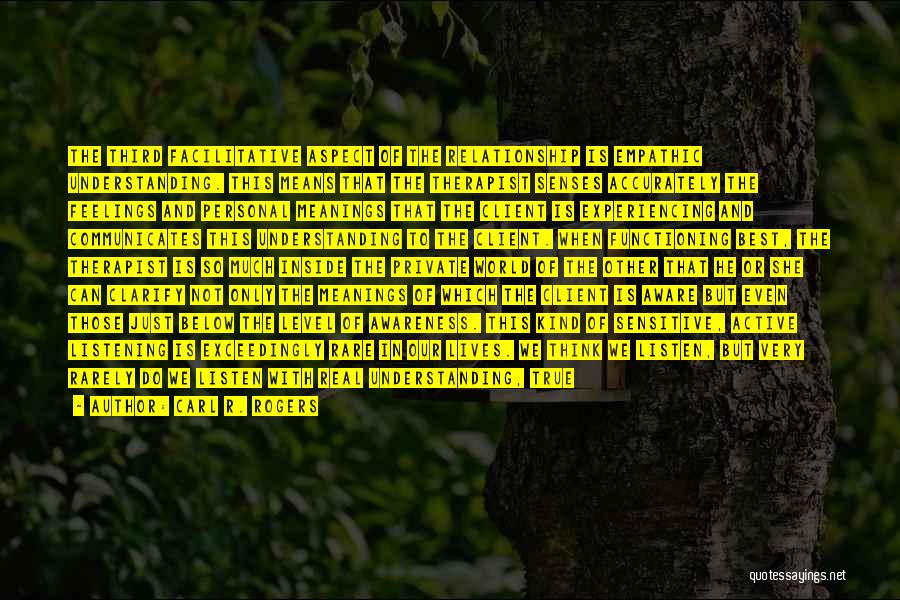 Carl R. Rogers Quotes: The Third Facilitative Aspect Of The Relationship Is Empathic Understanding. This Means That The Therapist Senses Accurately The Feelings And