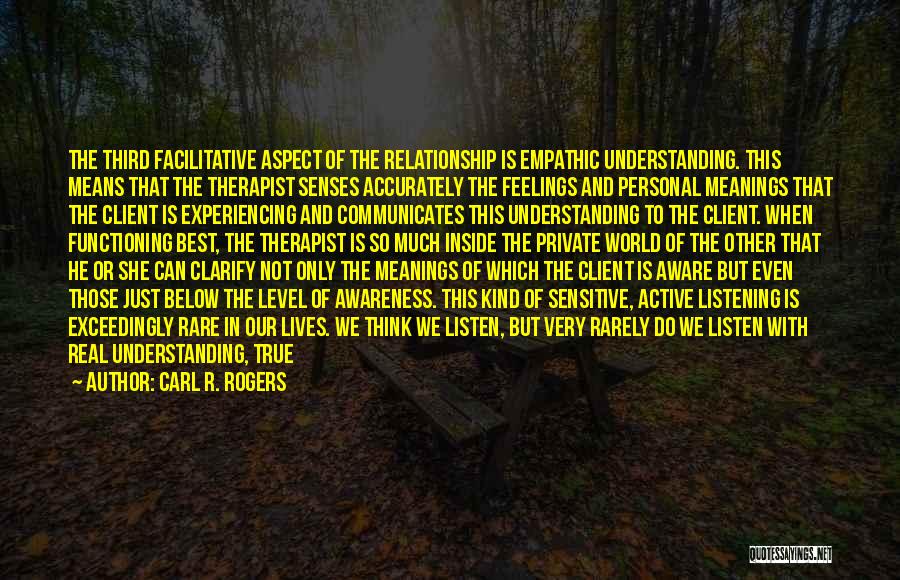 Carl R. Rogers Quotes: The Third Facilitative Aspect Of The Relationship Is Empathic Understanding. This Means That The Therapist Senses Accurately The Feelings And