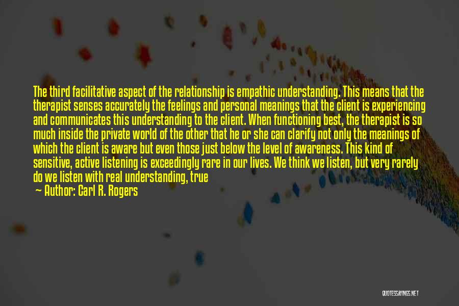 Carl R. Rogers Quotes: The Third Facilitative Aspect Of The Relationship Is Empathic Understanding. This Means That The Therapist Senses Accurately The Feelings And