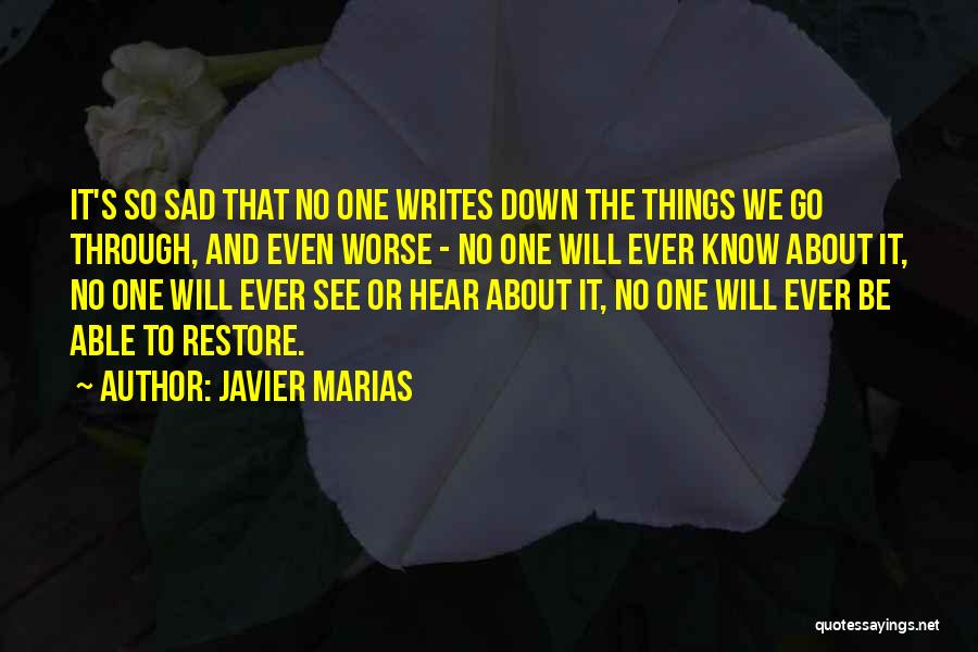 Javier Marias Quotes: It's So Sad That No One Writes Down The Things We Go Through, And Even Worse - No One Will