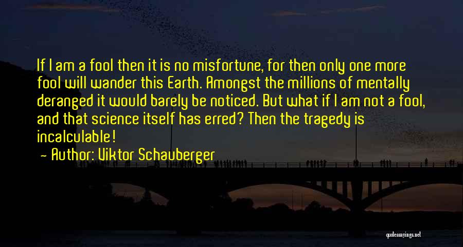 Viktor Schauberger Quotes: If I Am A Fool Then It Is No Misfortune, For Then Only One More Fool Will Wander This Earth.