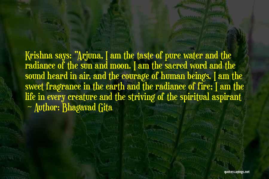 Bhagavad Gita Quotes: Krishna Says: Arjuna, I Am The Taste Of Pure Water And The Radiance Of The Sun And Moon. I Am