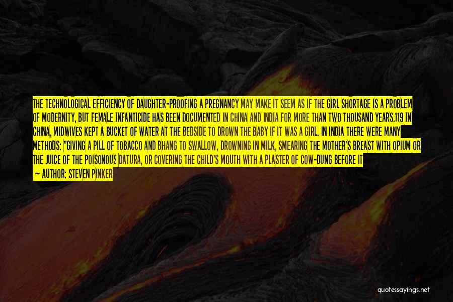 Steven Pinker Quotes: The Technological Efficiency Of Daughter-proofing A Pregnancy May Make It Seem As If The Girl Shortage Is A Problem Of