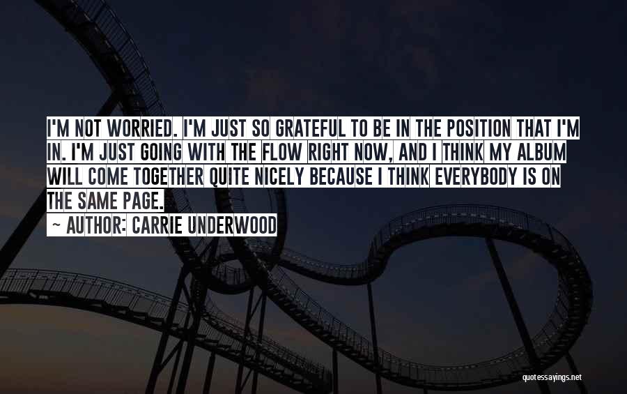 Carrie Underwood Quotes: I'm Not Worried. I'm Just So Grateful To Be In The Position That I'm In. I'm Just Going With The