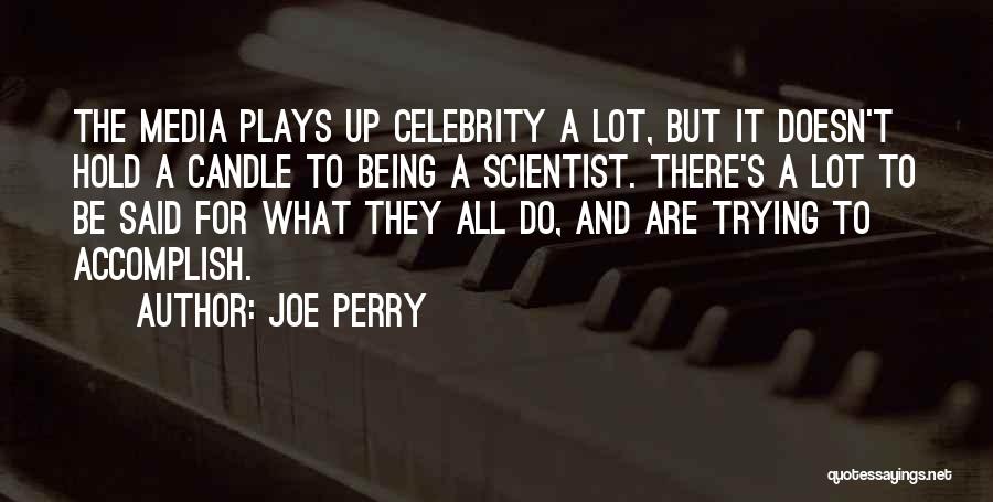 Joe Perry Quotes: The Media Plays Up Celebrity A Lot, But It Doesn't Hold A Candle To Being A Scientist. There's A Lot