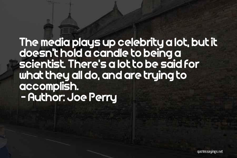 Joe Perry Quotes: The Media Plays Up Celebrity A Lot, But It Doesn't Hold A Candle To Being A Scientist. There's A Lot