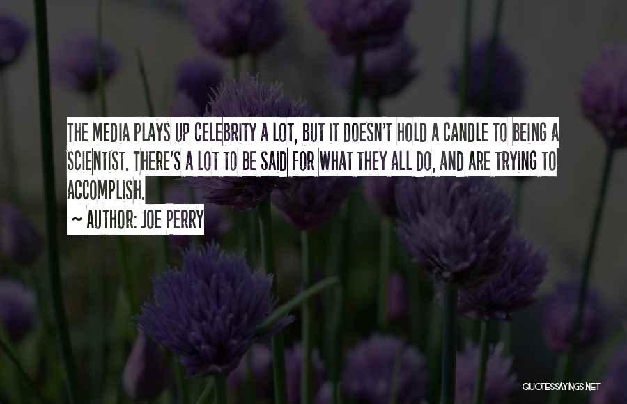 Joe Perry Quotes: The Media Plays Up Celebrity A Lot, But It Doesn't Hold A Candle To Being A Scientist. There's A Lot