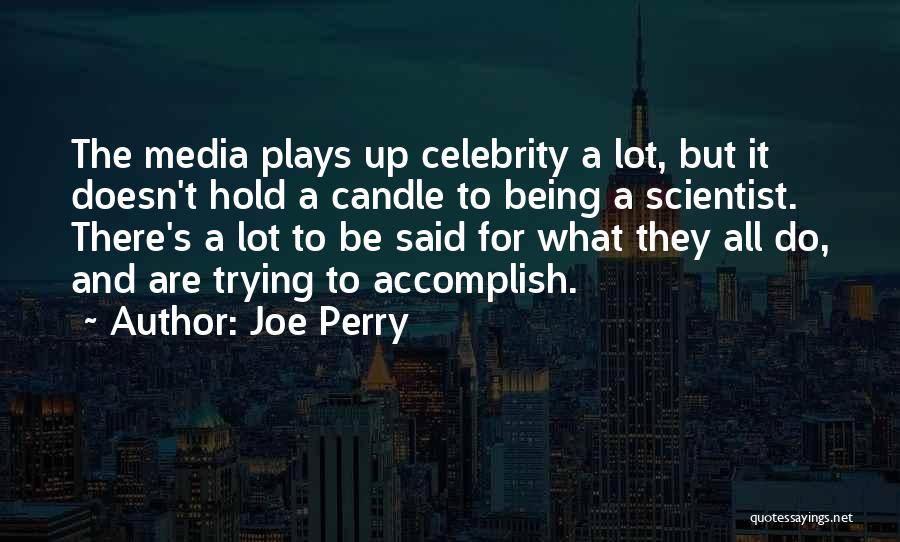 Joe Perry Quotes: The Media Plays Up Celebrity A Lot, But It Doesn't Hold A Candle To Being A Scientist. There's A Lot