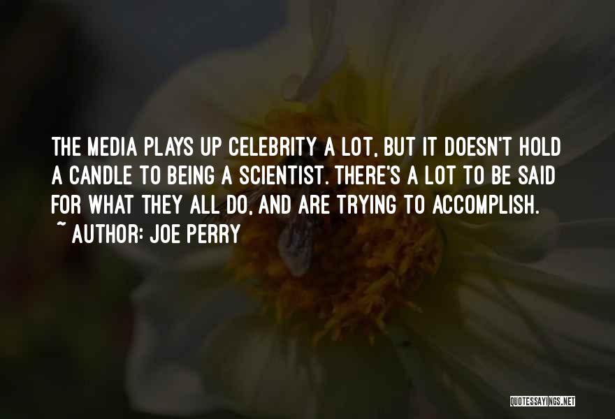 Joe Perry Quotes: The Media Plays Up Celebrity A Lot, But It Doesn't Hold A Candle To Being A Scientist. There's A Lot