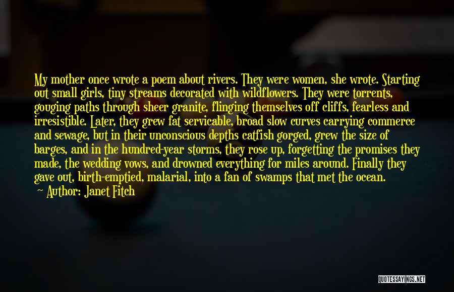 Janet Fitch Quotes: My Mother Once Wrote A Poem About Rivers. They Were Women, She Wrote. Starting Out Small Girls, Tiny Streams Decorated