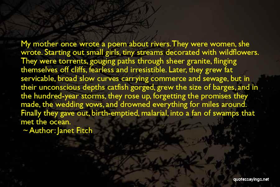 Janet Fitch Quotes: My Mother Once Wrote A Poem About Rivers. They Were Women, She Wrote. Starting Out Small Girls, Tiny Streams Decorated