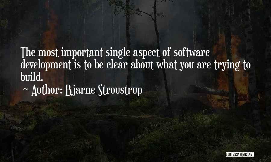 Bjarne Stroustrup Quotes: The Most Important Single Aspect Of Software Development Is To Be Clear About What You Are Trying To Build.