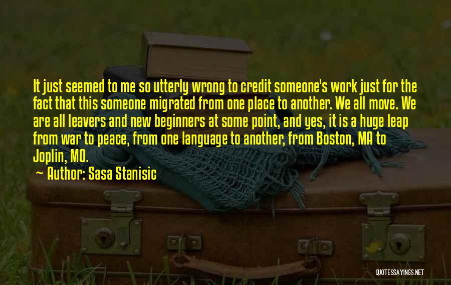 Sasa Stanisic Quotes: It Just Seemed To Me So Utterly Wrong To Credit Someone's Work Just For The Fact That This Someone Migrated