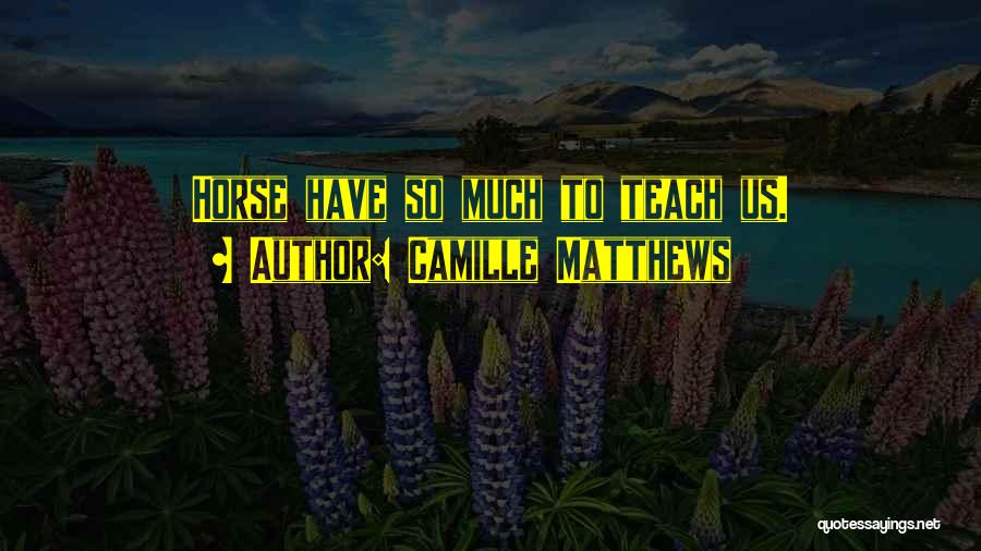 Camille Matthews Quotes: Horse Have So Much To Teach Us.