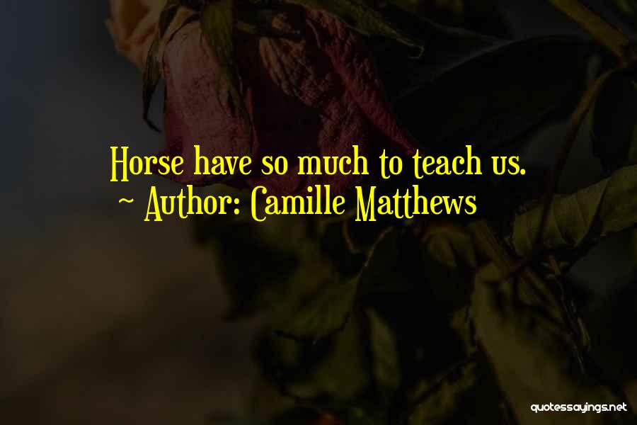Camille Matthews Quotes: Horse Have So Much To Teach Us.