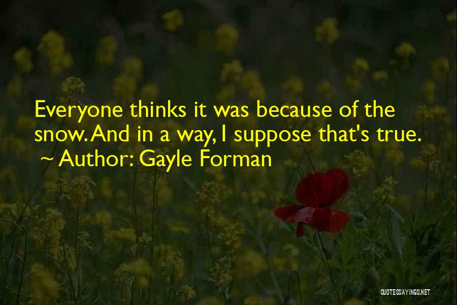 Gayle Forman Quotes: Everyone Thinks It Was Because Of The Snow. And In A Way, I Suppose That's True.