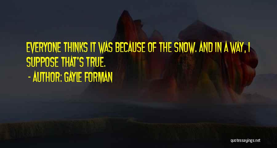 Gayle Forman Quotes: Everyone Thinks It Was Because Of The Snow. And In A Way, I Suppose That's True.