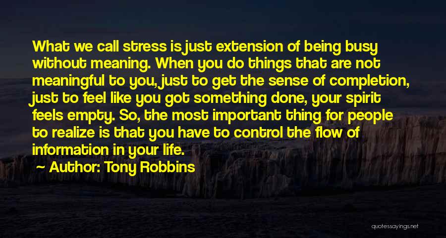 Tony Robbins Quotes: What We Call Stress Is Just Extension Of Being Busy Without Meaning. When You Do Things That Are Not Meaningful