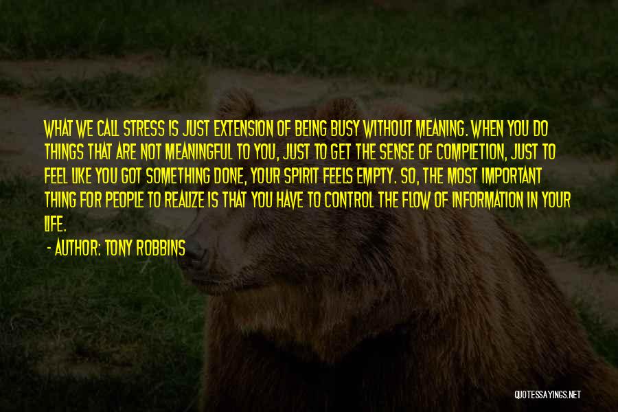 Tony Robbins Quotes: What We Call Stress Is Just Extension Of Being Busy Without Meaning. When You Do Things That Are Not Meaningful