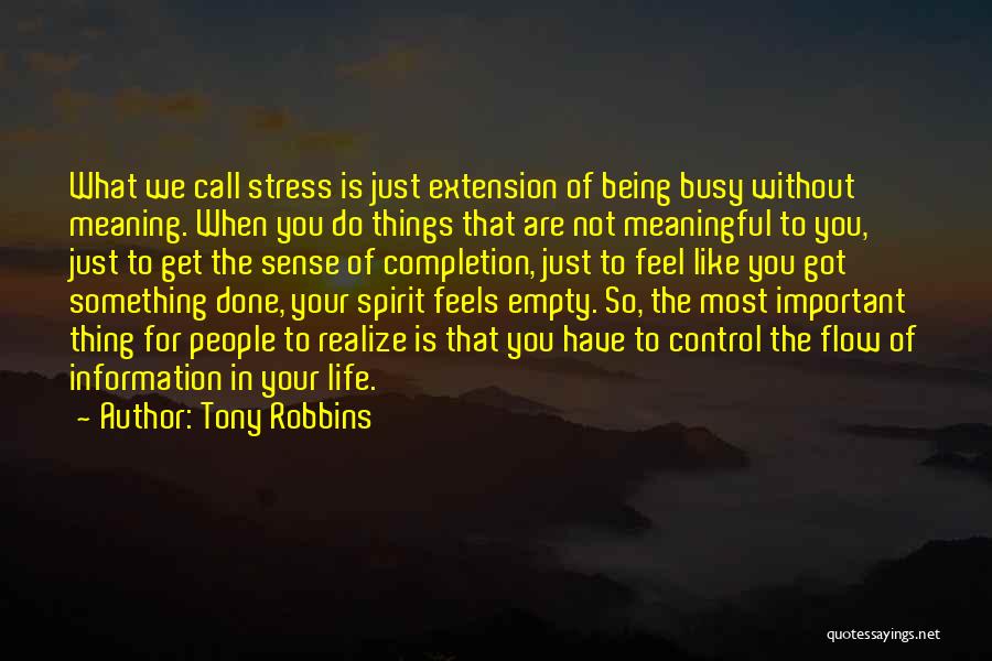 Tony Robbins Quotes: What We Call Stress Is Just Extension Of Being Busy Without Meaning. When You Do Things That Are Not Meaningful