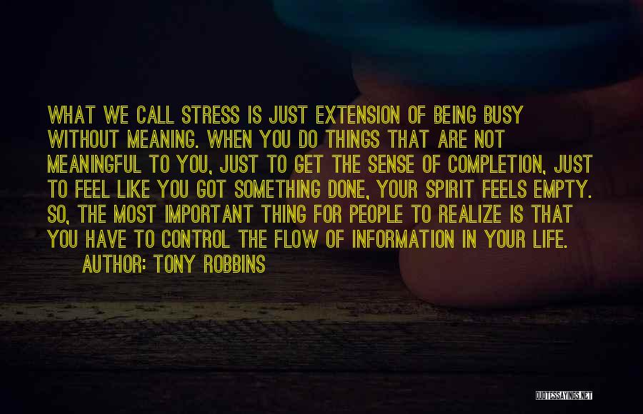 Tony Robbins Quotes: What We Call Stress Is Just Extension Of Being Busy Without Meaning. When You Do Things That Are Not Meaningful