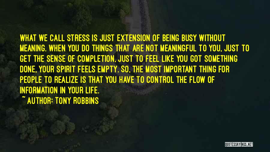 Tony Robbins Quotes: What We Call Stress Is Just Extension Of Being Busy Without Meaning. When You Do Things That Are Not Meaningful