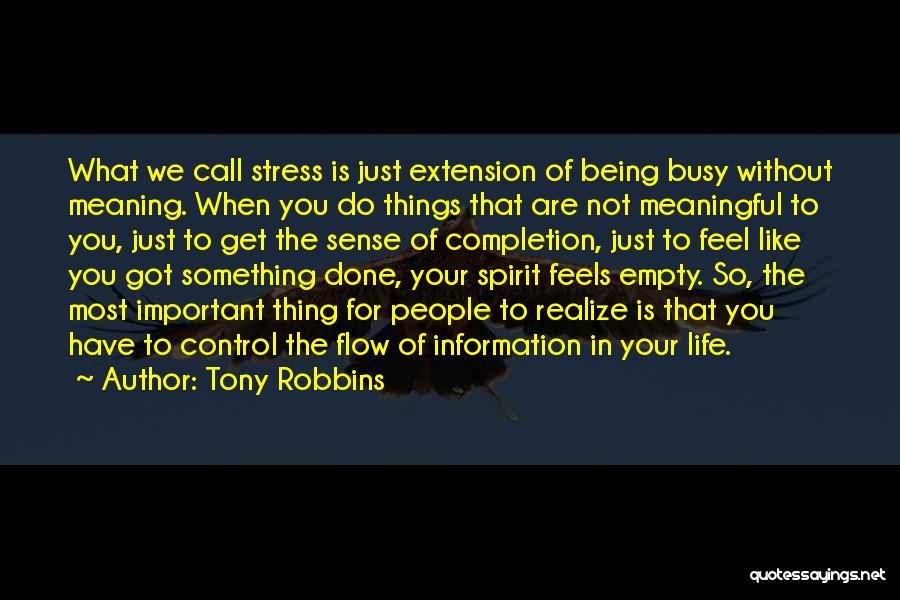 Tony Robbins Quotes: What We Call Stress Is Just Extension Of Being Busy Without Meaning. When You Do Things That Are Not Meaningful