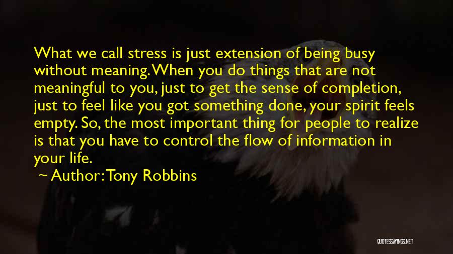 Tony Robbins Quotes: What We Call Stress Is Just Extension Of Being Busy Without Meaning. When You Do Things That Are Not Meaningful