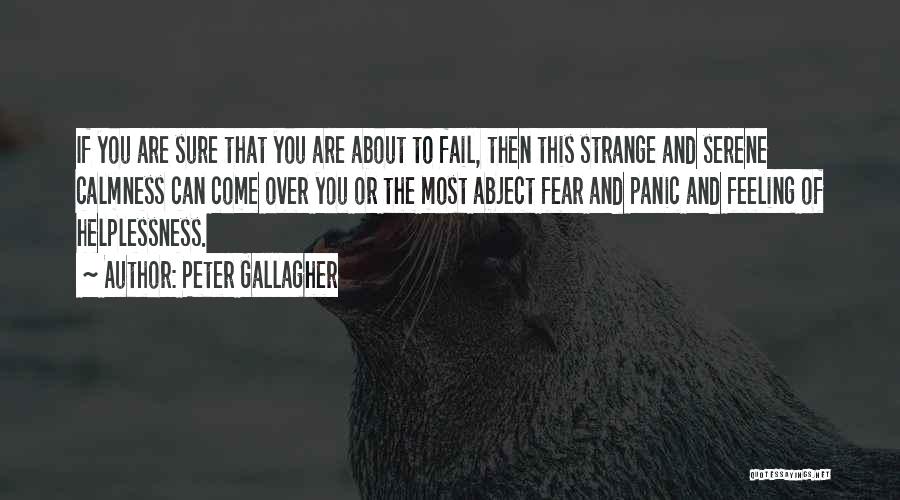 Peter Gallagher Quotes: If You Are Sure That You Are About To Fail, Then This Strange And Serene Calmness Can Come Over You