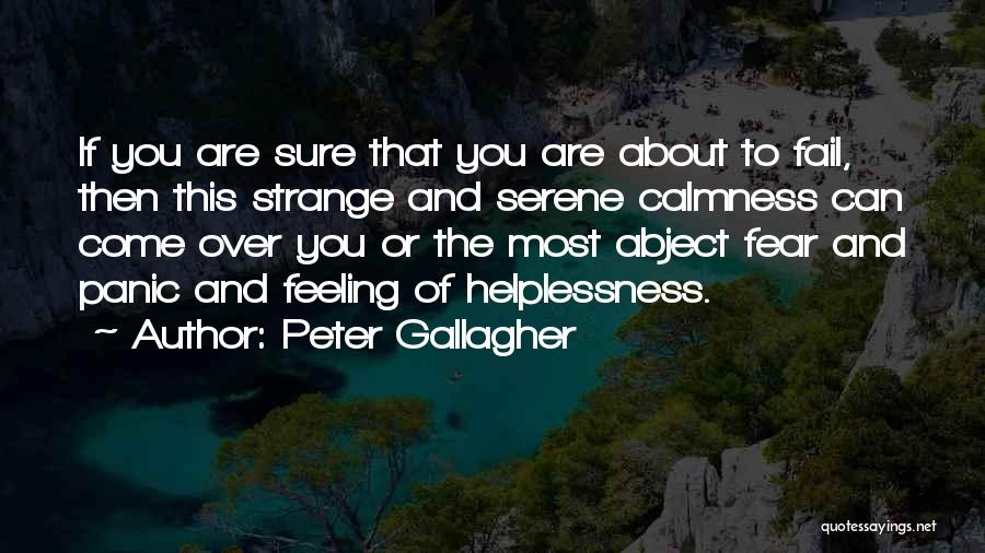 Peter Gallagher Quotes: If You Are Sure That You Are About To Fail, Then This Strange And Serene Calmness Can Come Over You