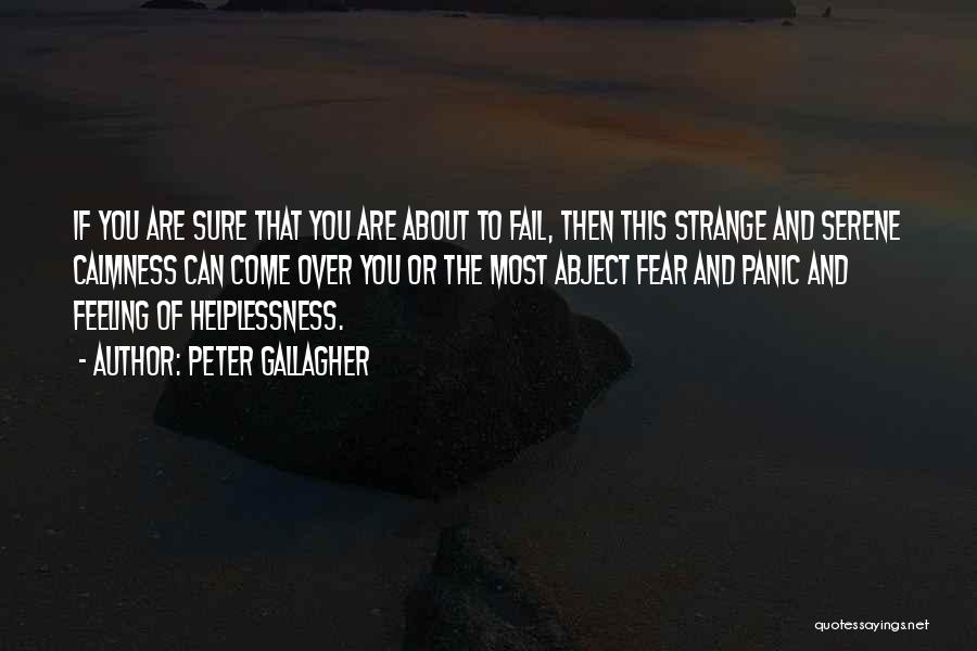 Peter Gallagher Quotes: If You Are Sure That You Are About To Fail, Then This Strange And Serene Calmness Can Come Over You