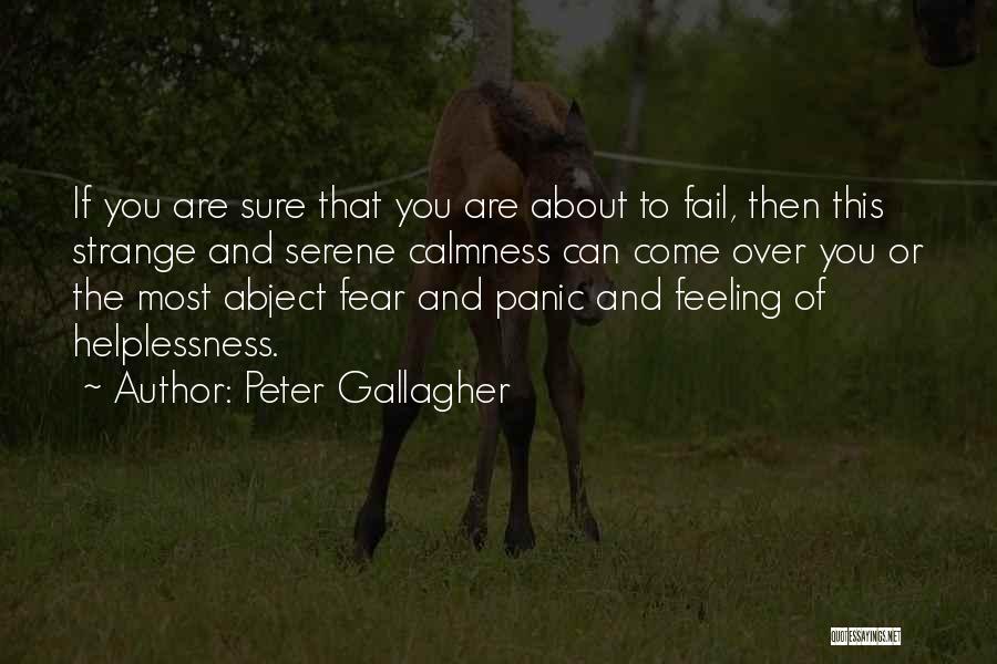 Peter Gallagher Quotes: If You Are Sure That You Are About To Fail, Then This Strange And Serene Calmness Can Come Over You