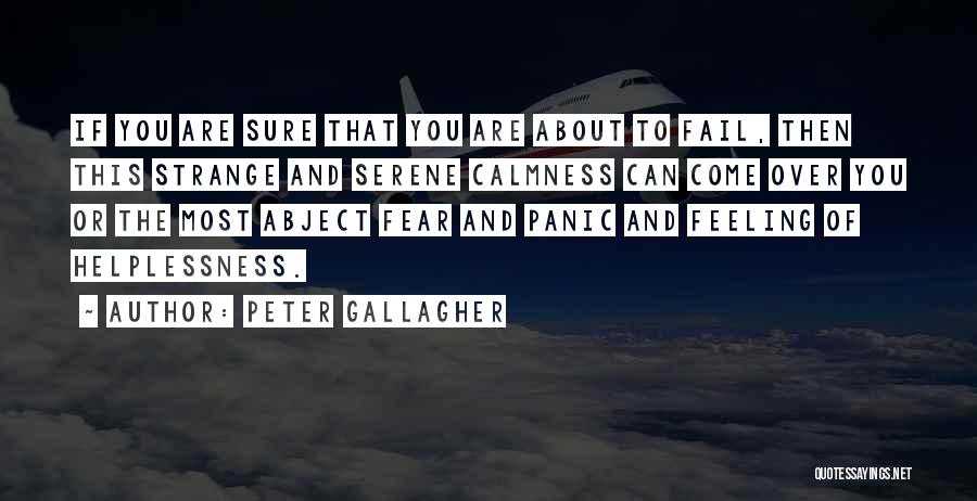 Peter Gallagher Quotes: If You Are Sure That You Are About To Fail, Then This Strange And Serene Calmness Can Come Over You